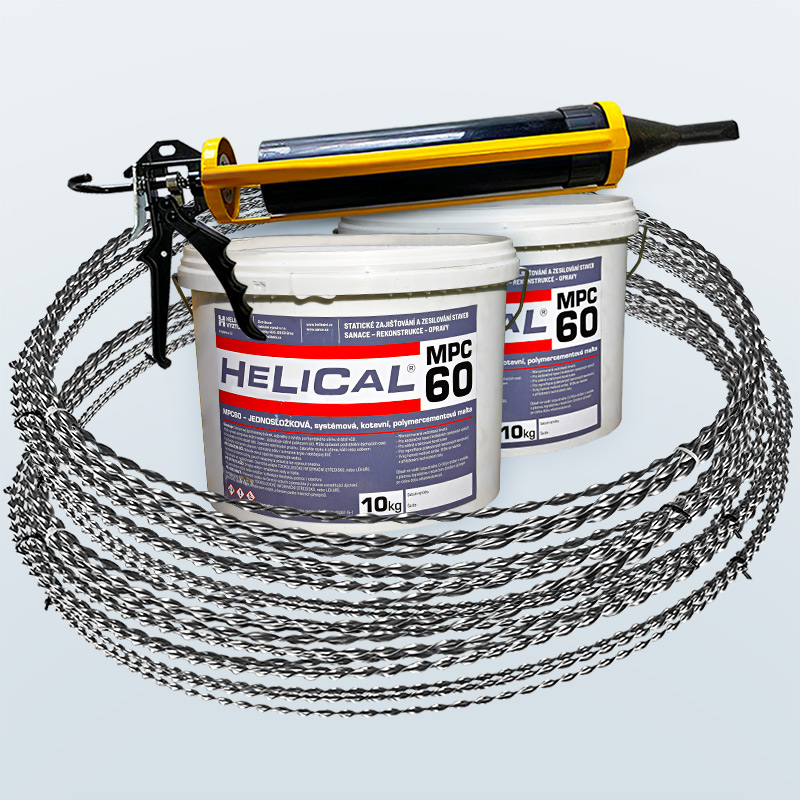 Set - 20m výztuž HELICAL VAH D6mm | PROFI + 2x malta MPC 60 + pistol HOBBY